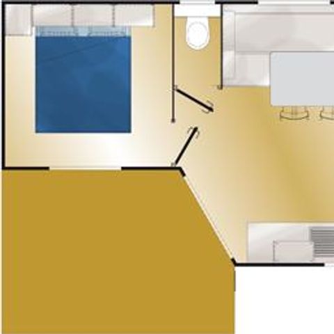 MOBILHOME 5 personnes - Confort 2 chambres - Terrasse semi couverte