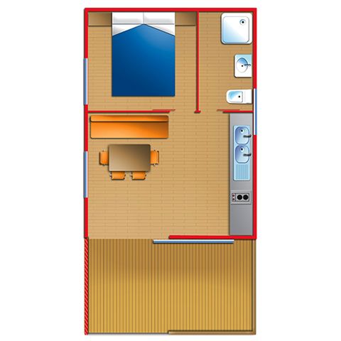 Bungalow 2 persons - ATLANTICO - 21m2 - 2 rooms - 1 bedroom