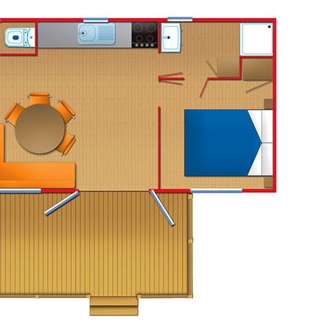 Stacaravan 7 personen - MOBIL HOME MARTE 7 PERS, 34m2, 4 kamers, 3 slaapkamers