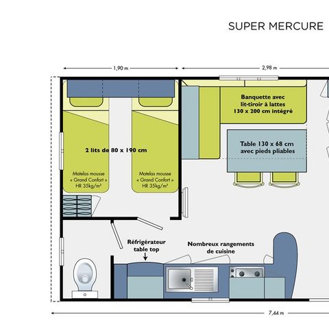 MOBILHOME 4 personnes - SUPER MERCURE RIVIERA