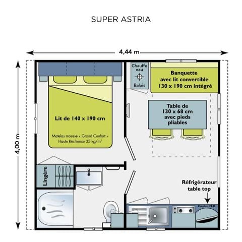 Mobilheim 2 Personen - Super Astria 16.1m² - 1 Schlafzimmer