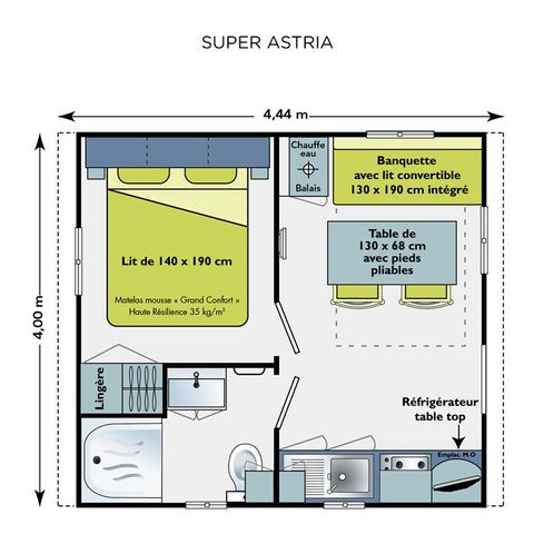 Mobilheim 2 Personen - SUPER ASTRIA - 1 Schlafzimmer