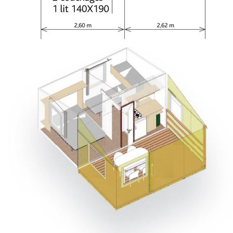 BUNGALOWTENT 5 personen - 2 kamers - 21m² zonder sanitair