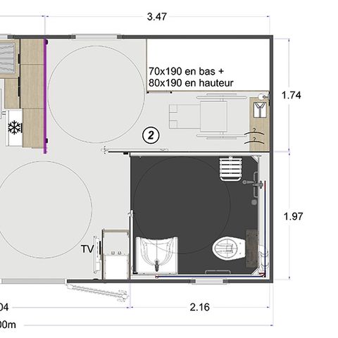 MOBILHOME 6 personas - Mobil home 2 habitaciones confort PMR - 34m² 4/6 pers