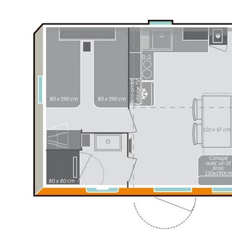 MOBILHOME 5 personas - Cottage Comfort PLUS (domingo/domingo)