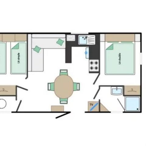 Stacaravan 4 personen - Mobile-home HUPPE**** 4 slaapplaatsen