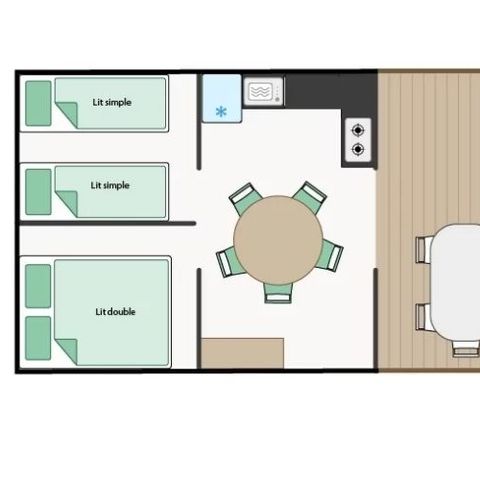 TENDA IN TELA E LEGNO 4 persone - Lodge PINSON da 4 posti letto