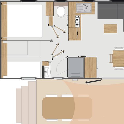 Stacaravan 8 personen - Mobile-Home BERNACHE**** 8 slaapplaatsen