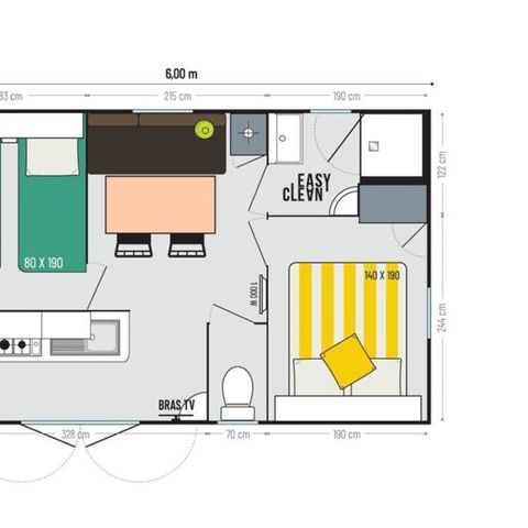 BUNGALOW 4 personnes - Aqua 2 Chambres 4 Personnes Terrasse semi-couverte