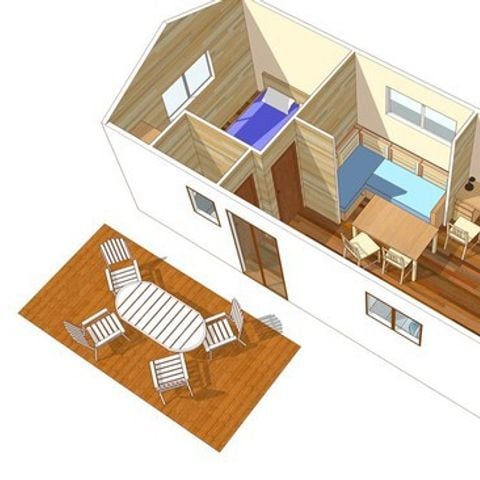 Stacaravan 4 personen - Klassiek XL | 2 slaapkamers | Verhoogd terras | TV