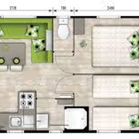 Stacaravan 6 personen - Standaard Eden 27m² 2 kamers + overdekt terras 10m² - TV