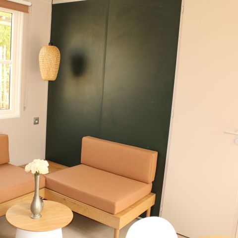 MOBILHOME 6 personnes - Mobil-home Premium 40m² avec SPA -3 chambres - 2 salles de bain + terrasse 25m² - TV - Clim - 2/6 pers
