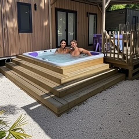 Stacaravan 4 personen - Stacaravan Premium 30m² 2 kamers + terras 25m² - TV - Airconditioning - Spa 1/4 pers