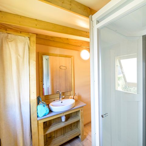 Safarizelt 4 personen - Cosyflower Premium 38 m² - 2 Schlafzimmer - TV + Bettwäsche + Handtücher 4 pers.