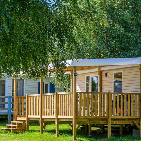 Mobilheim 5 Personen - Mobilheim Premium 28m² - 2 Schlafzimmer - überdachte Terrasse - TV + Bettwäsche + Handtücher 5 pers.