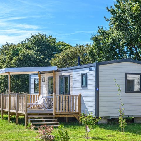 Mobilheim 6 Personen - Mobilheim Premium 32m² - 3 Schlafzimmer - überdachte Terrasse - TV + Bettwäsche + Handtücher 6 pers.