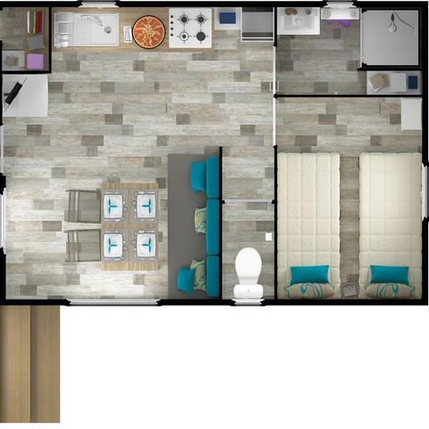 Stacaravan 5 personen - Cottage Zeezicht (2 slaapkamers)