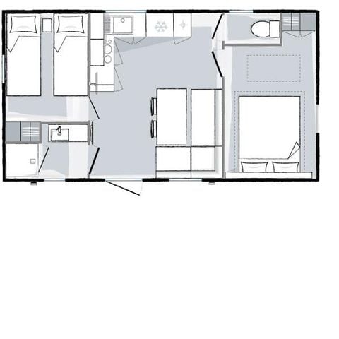 Mobile home 4 persons - Mobilhome OCEAN Confort 27m² - 2 bedrooms / covered terrace + TV 4 pers