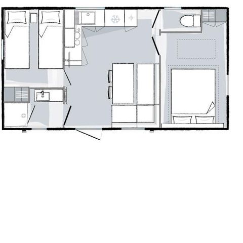 MOBILHOME 4 personas - OCEAN Confort 27m² - 2 habitaciones / Terraza cubierta