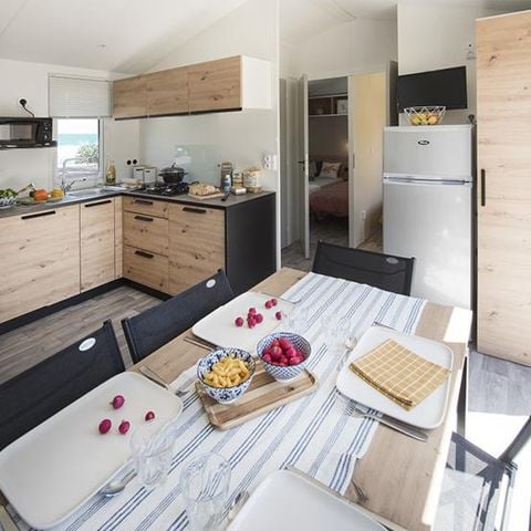 MOBILHOME 8 personnes - Mobilhome FAMILY ESPACE Premium 40m² - 4 chambres - 2 SDB / terrasse couverte + TV + LV + Draps 8 pers