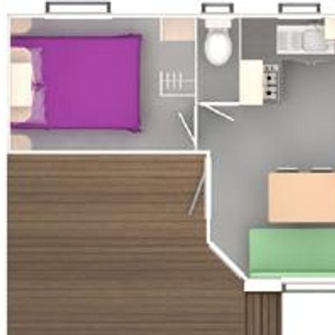 MOBILHOME 4 personnes - Mobilhome ATLANTIQUE Standard 27m² - 2 chambres / Terrasse intégrée semi-couverte + TV 4 pers