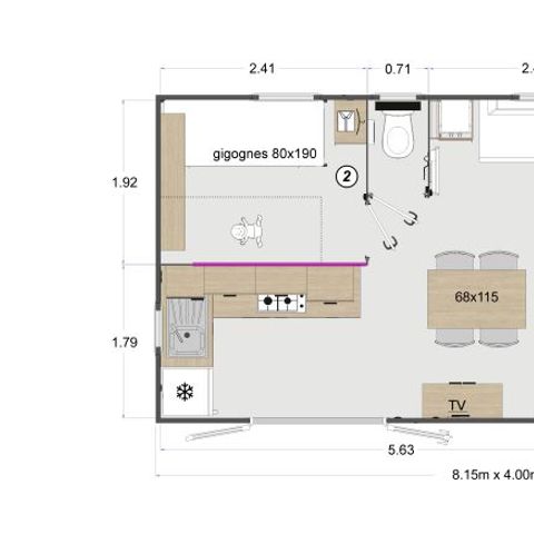MOBILHOME 4 personas - ¡Nuevo para 2024! Mobil home Premium 4 pers. - 30 m² - Aire acondicionado - 2 dormitorios - terraza cubierta