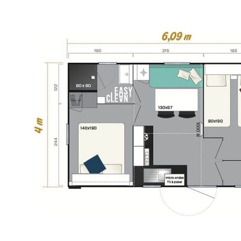 BUNGALOW 4 personnes - Cameleon 2 chambres (dimanche)