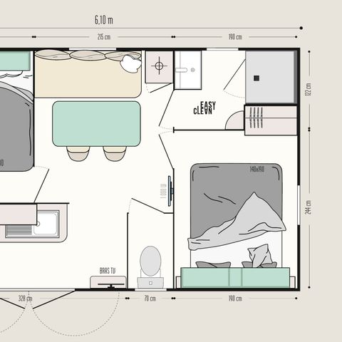 MOBILHOME 4 personnes - Pacific 2 chambres Sam