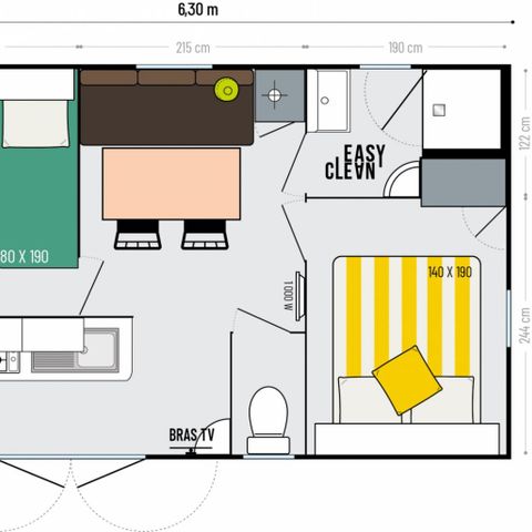 Mobilheim 4 Personen - Wilson 2 Schlafzimmer