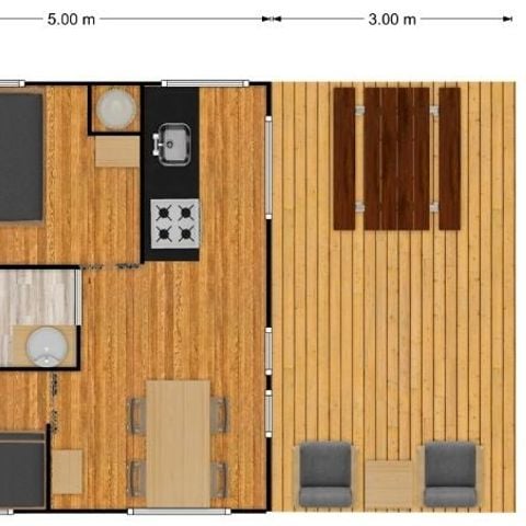 Tente en toile et en bois 4 personnes - Lodge Luxe 3 Pièces 4 Personnes