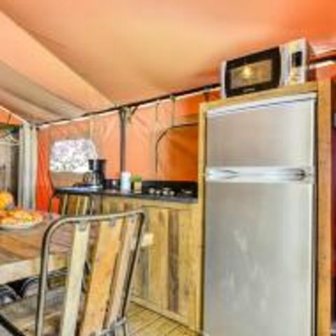 TENDA IN TELA E LEGNO 5 persone - Tenda Lodge 3 Camere 5 Persone + TV