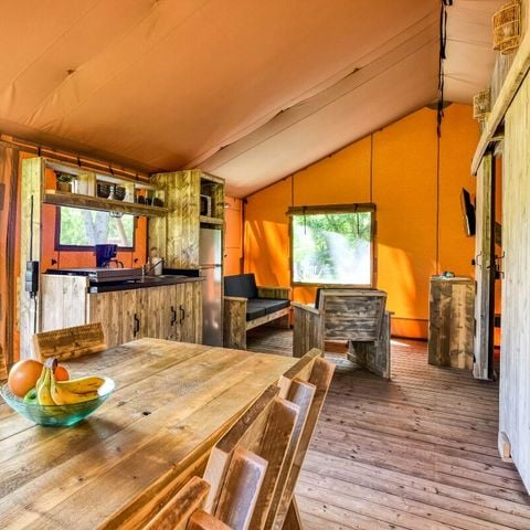 Tenda in tela e legno 5 persone - Loggia di lusso VIP 3 camere 5 persone