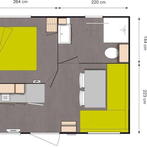 Stacaravan 2 personen - Ohara 19m² - 1 kamer