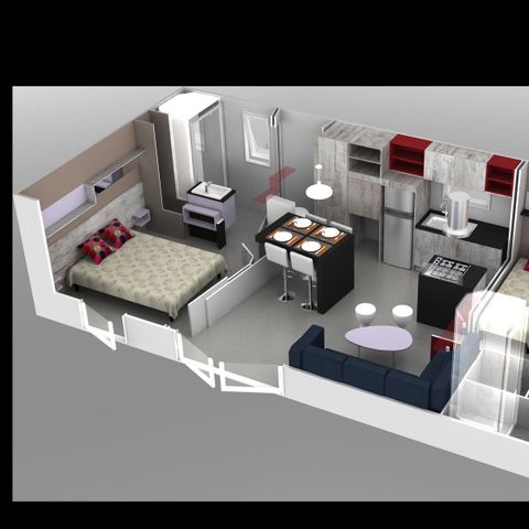 BUNGALOW 4 personnes - Cottage Prestige 40 m² - 2 chambres - 2 salles de bain (draps et serviettes inclus) 2/4 pers