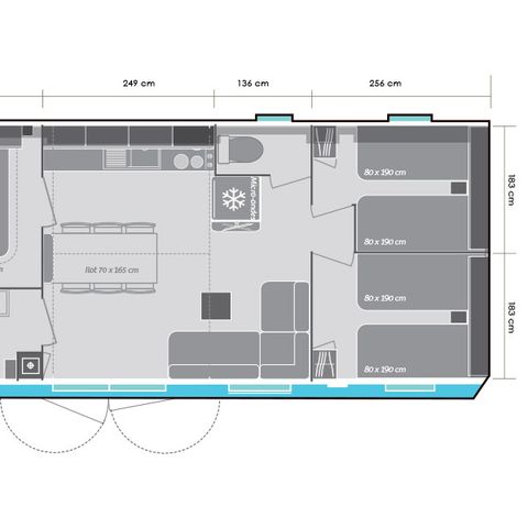 Stacaravan 6 personen - Premium - 34m² - 3 kamers