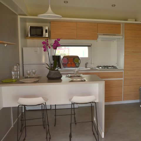 Mobile home 4 persons - Premium Cottage – 2 bedrooms – 2 bathrooms – Bed linen, towels, griddle and cleaning service included