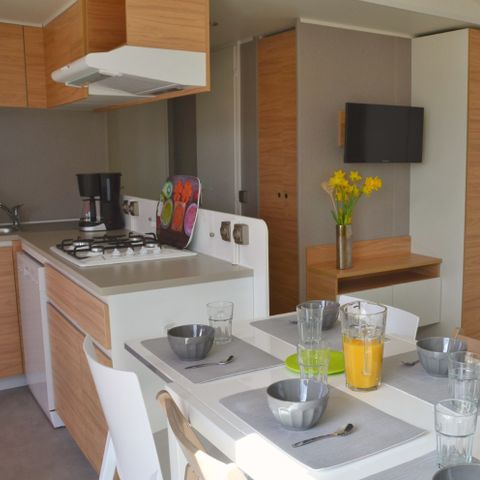 Mobile home 6 persons - Premium Cottage – 3 bedrooms – 2 bathrooms – Bed linen, towels, griddle and cleaning service included