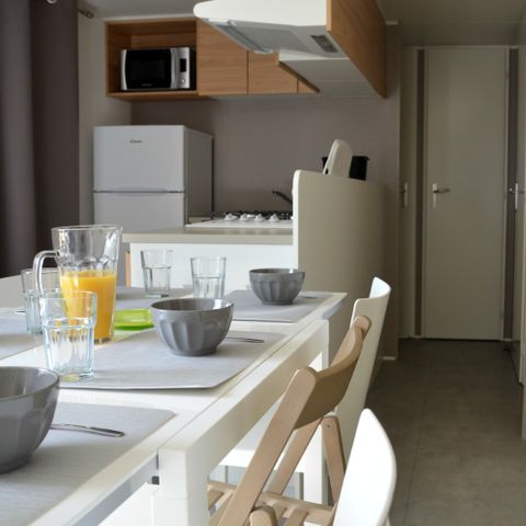 Mobile home 6 persons - Premium Cottage – 3 bedrooms – 2 bathrooms – Bed linen, towels, griddle and cleaning service included
