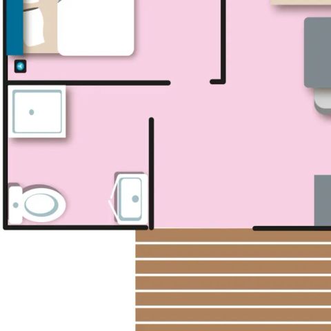 Mobile home 3 persons - Cottage Duo - 1 bedroom : 21m² - Uncovered terrace 11m² 2/3 pers.