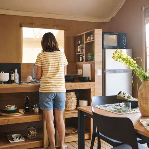 Safarizelt 4 Personen - Safari Lodge - 2 Zimmer: 26m² - halboffene Terrasse 25m² 4 pers.