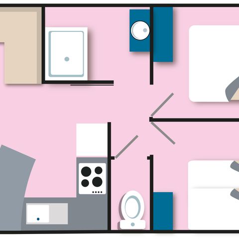 TENDA IN TELA E LEGNO 5 persone - Cabane Lodge sur Pilotis - 2 camere da letto: 32 m² + 11 m² di terrazza coperta