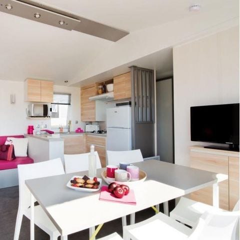 Casa mobile 6 persone - Cottage familiare 2 bagni - 3 camere da letto : 37 m² + 18 m² di terrazza semicoperta