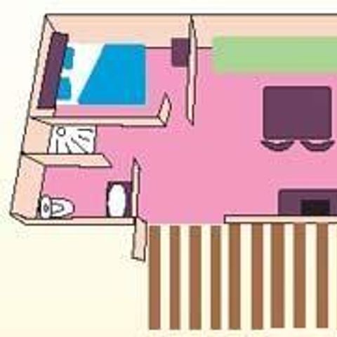 MOBILHOME 3 personnes - Cottage Duo - 1 chambre : 21 m² + terrasse 11 m²