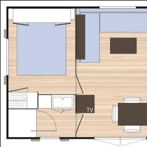 STACARAVAN 6 personen - Cottage Family - 3 slaapkamers : 33 m² + 11 m² halfoverdekt terras