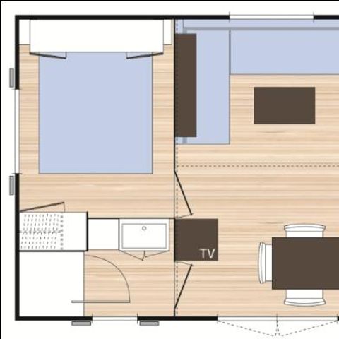 Mobile home 6 persons - Cottage Family - 3 bedrooms : 33 m² + 11 m² semi-covered terrace