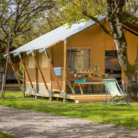 Tente en toile et en bois 4 personnes - Lodge Woody - 2 chambres - 4 personnes