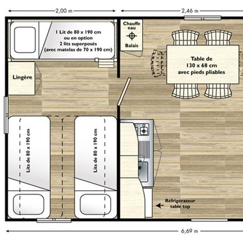 Stacaravan 5 personen - ECO 2 sl.k. 4/5 pers
