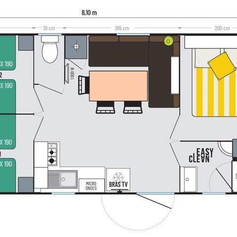 MOBILHOME 8 personnes - Grand Confort 3 chambres 6/8 places