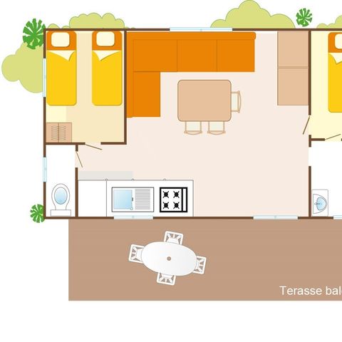 Mobilhome 6 personnes - Classic XL | 2 Ch. | 4/6 Pers. | Terrasse surélevée