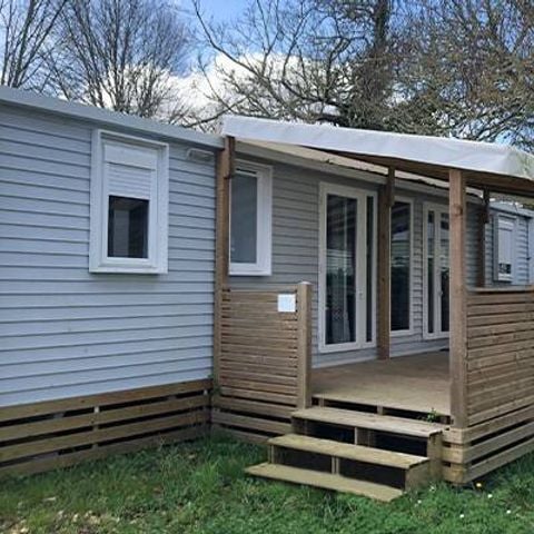 Mobilheim 6 Personen - Premium | 3 Zi. | 6 Pers. | Erhöhte Terrasse | 2 Bäder | Klimaanlage